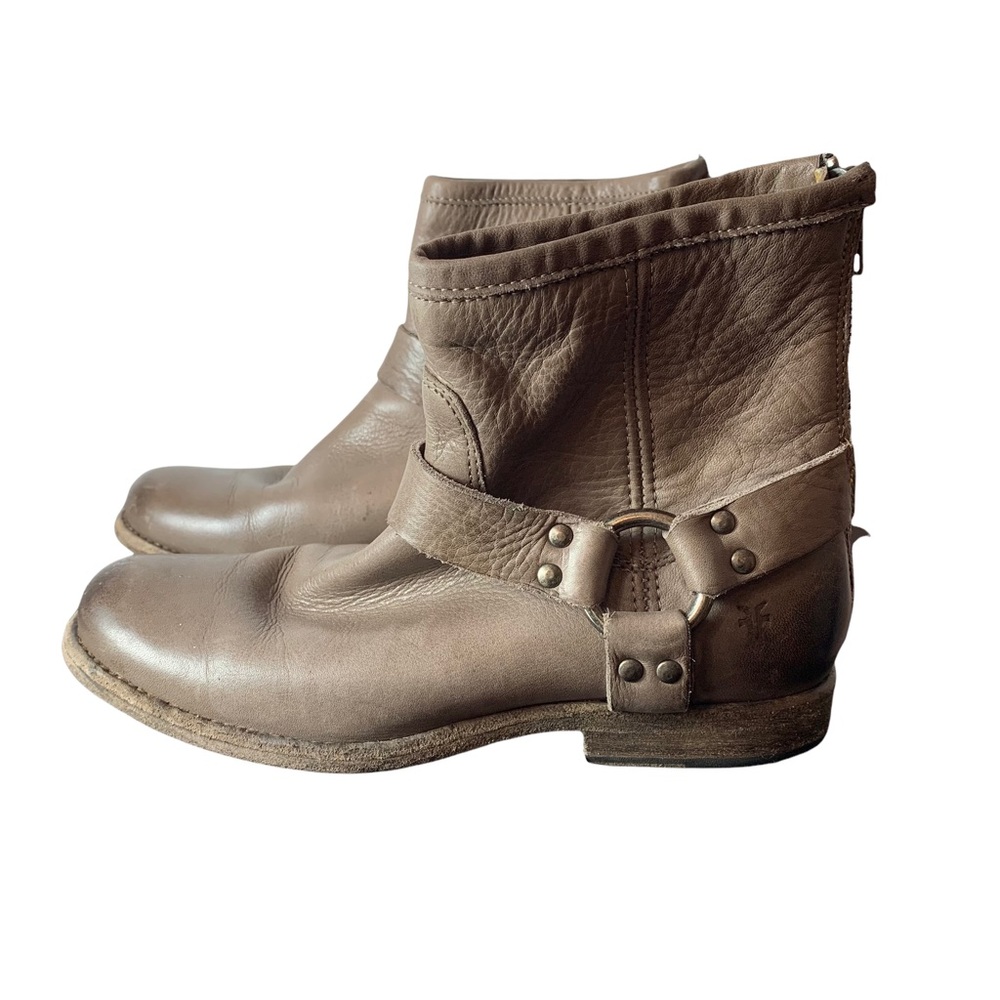 Frye Grey Phillip Harness Short Leather Boot size 7